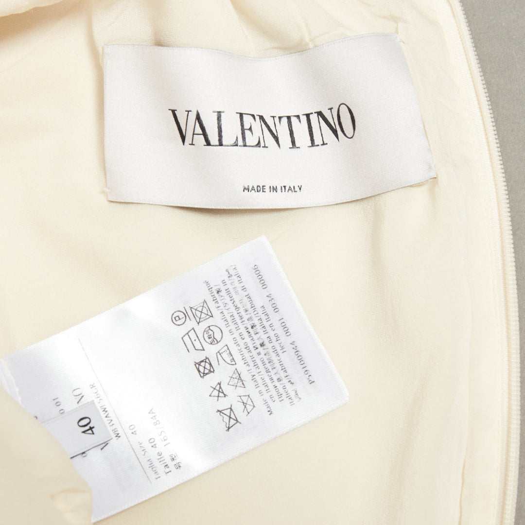 VALENTINO ivory wool silk crepe embroidered anglais shift dress IT40 S