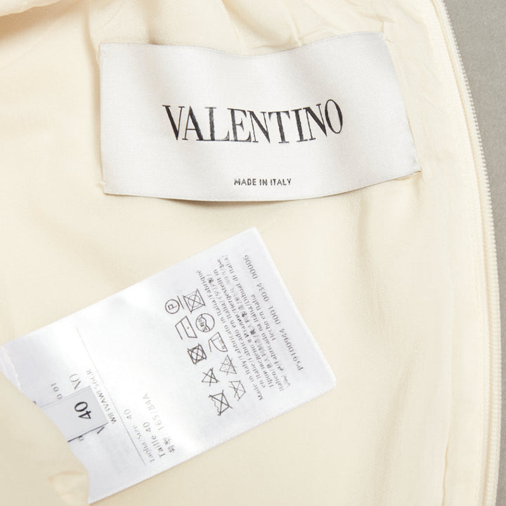VALENTINO ivory wool silk crepe embroidered anglais shift dress IT40 S
