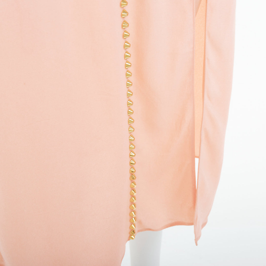 rare MIU MIU 2021 pink punk spike studded embellished plunge neck dress IT36 XXS