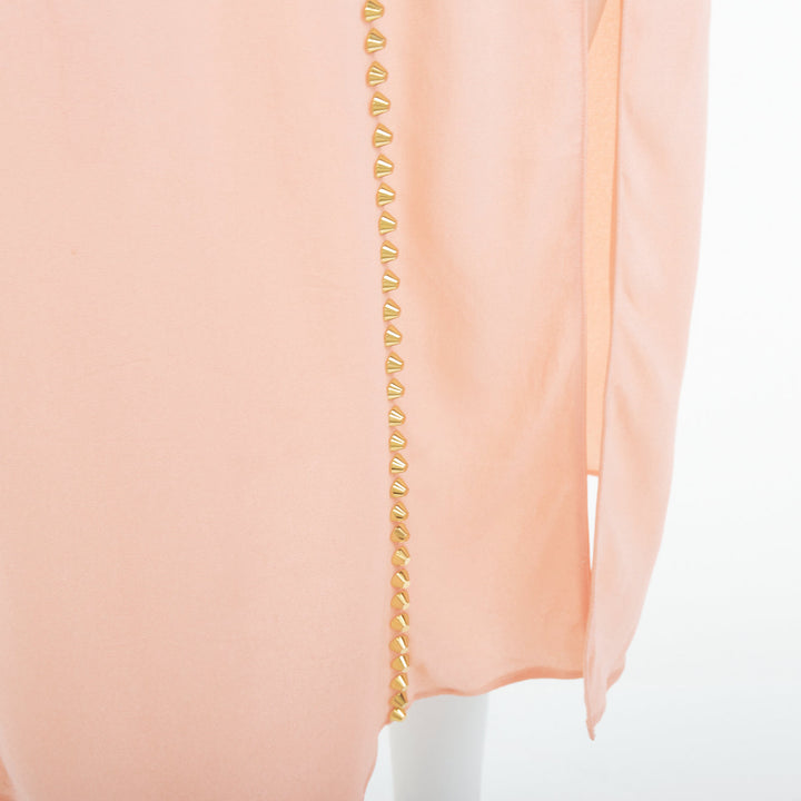 rare MIU MIU 2021 pink punk spike studded embellished plunge neck dress IT36 XXS