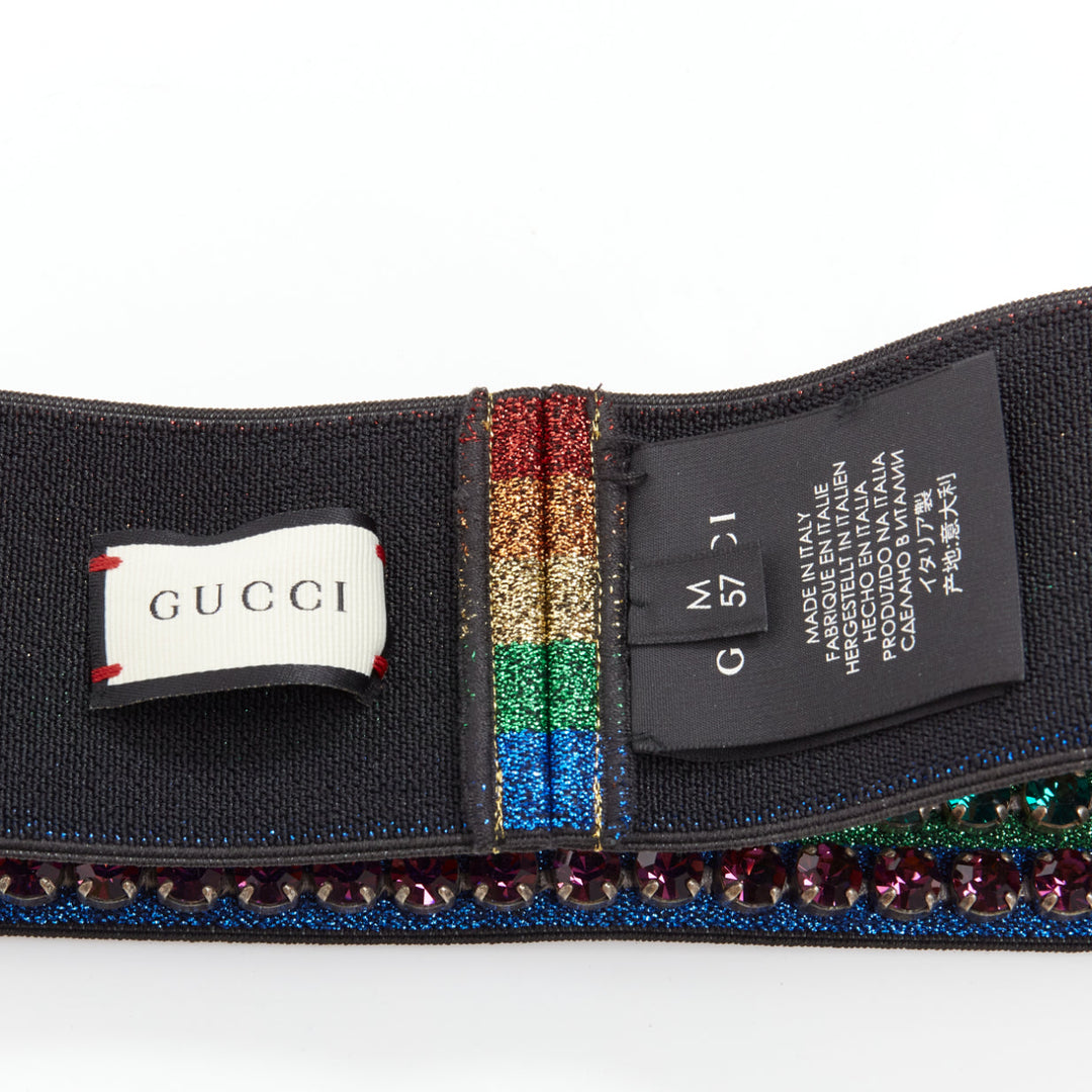 GUCCI Webby rhinestone crystal encrusted Rainbow Web headband