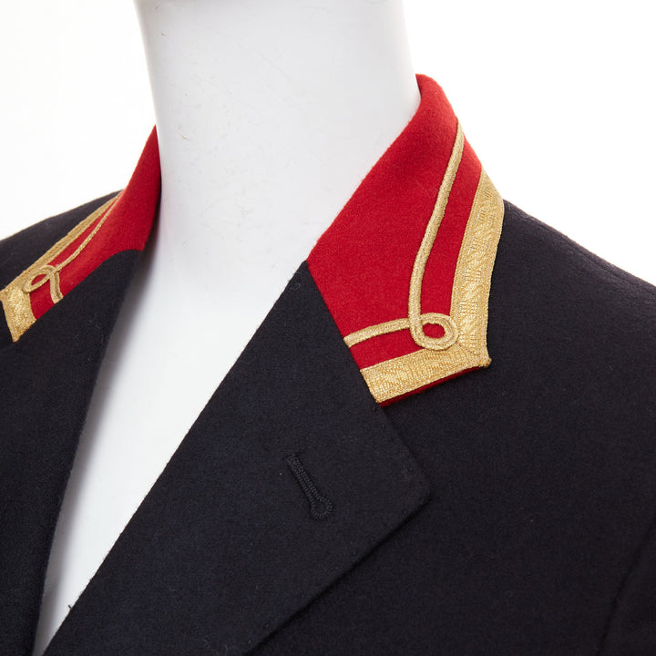 SAINT LAURENT 2016 Runway navy red gold Officer Napoleon wool blazer FR40 M