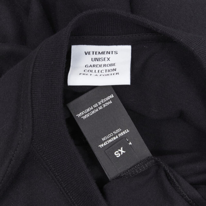 VETEMENTS Friends logo embroidered Limited Edition black cotton long tshirt  XS