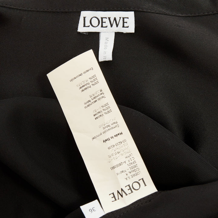 LOEWE asymmetric mixed media black sheer burgundy pussy bow blouse IT36