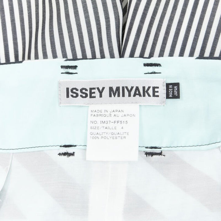 ISSEY MIYAKE blue green stripe colorblocked polyester wide leg summer pants L