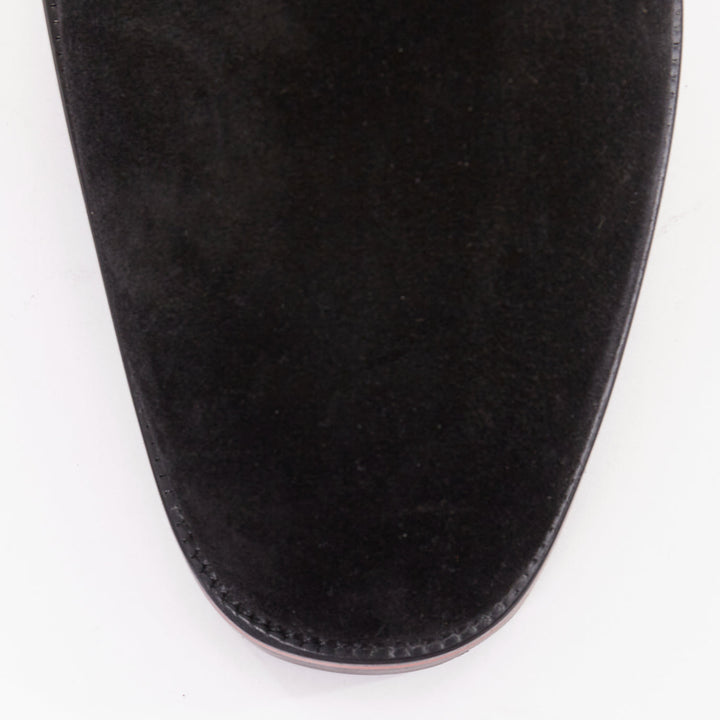 CHRISTIAN LOUBOUTIN Alpinono Flat Crosta Wax black suede lug sole boots EU41 US8