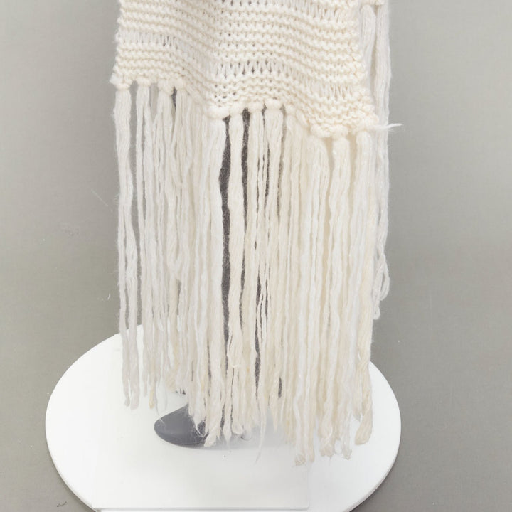 DIOR HOMME Hedi Slimane 2005 cream wool mohair tassel knit hooded cape