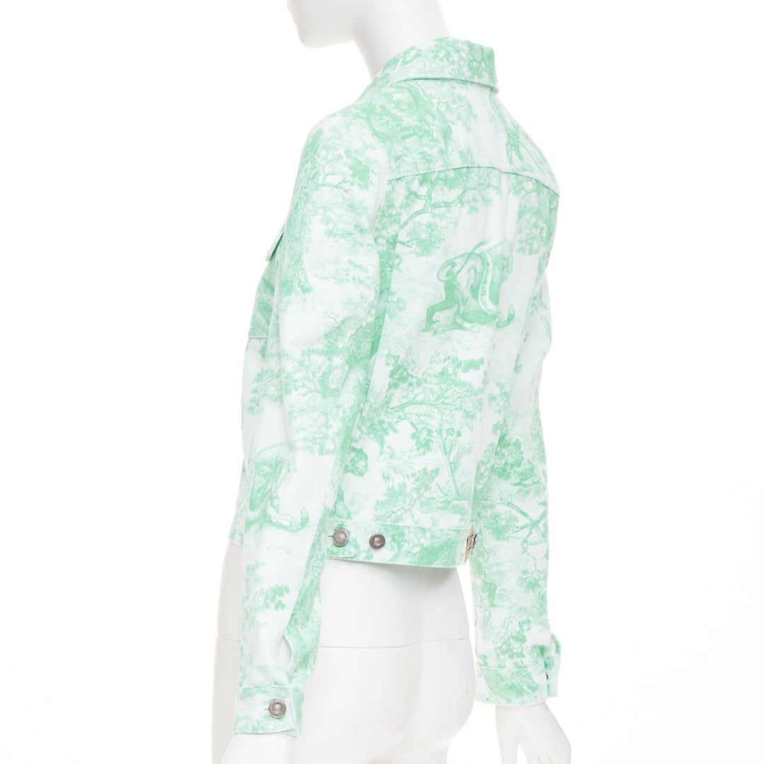 DIOR 2024 Dioriviera Toile de Jouy Sauvage white aquamarina denim jacket FR34 XS