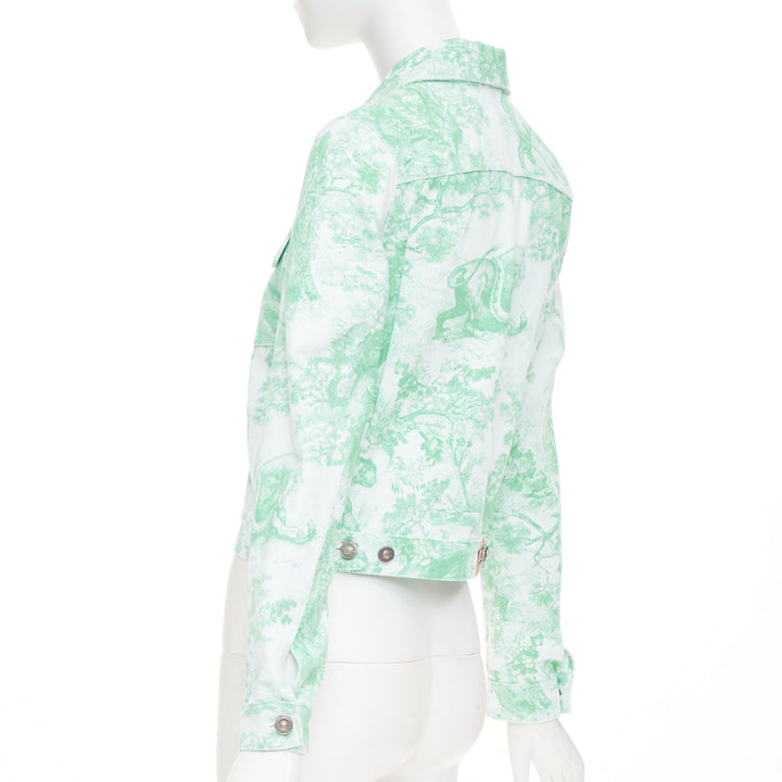 DIOR 2024 Dioriviera Toile de Jouy Sauvage white aquamarina denim jacket FR34 XS