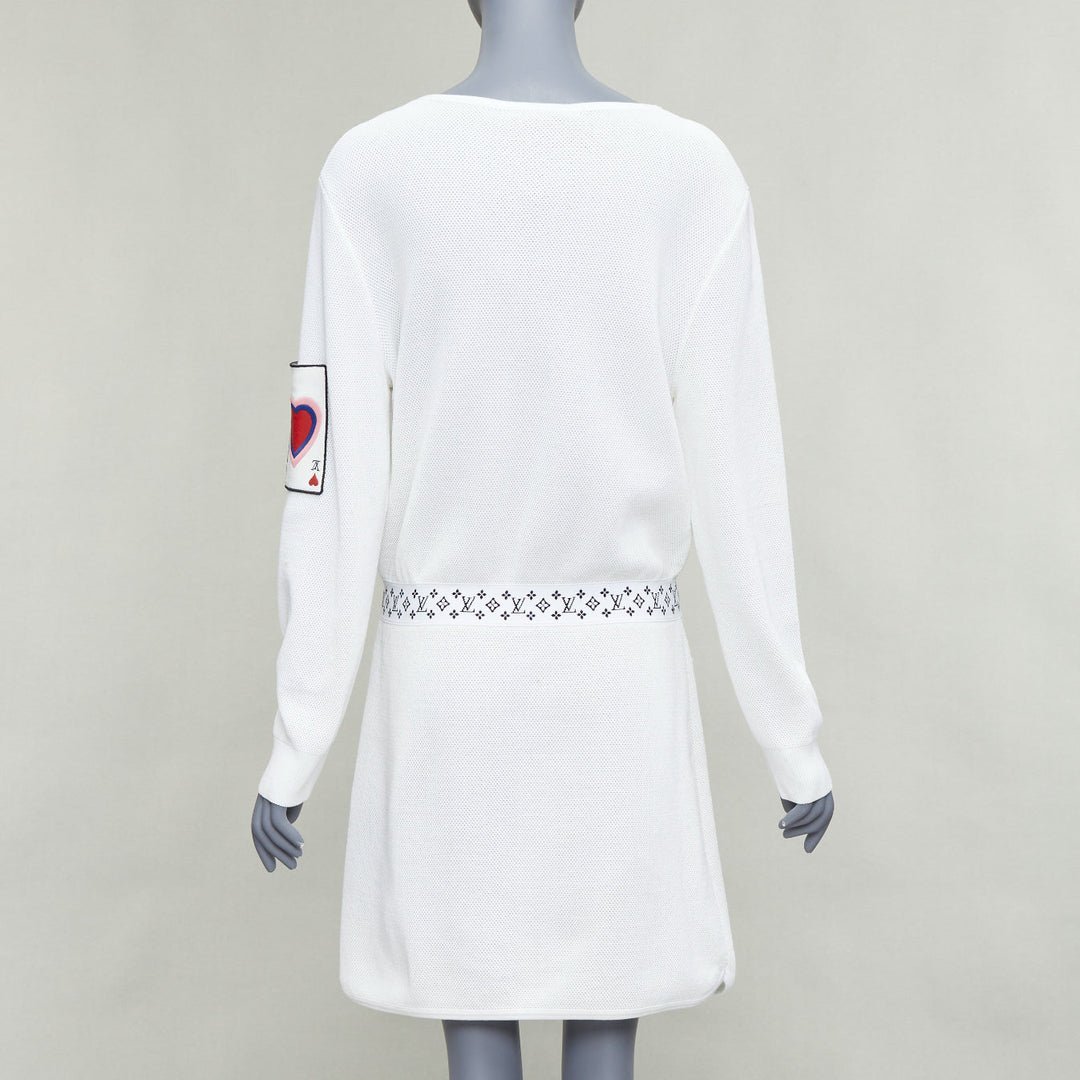 LOUIS VUITTON 2023 Queen of Hearts cream LV badge slouchy dress L
