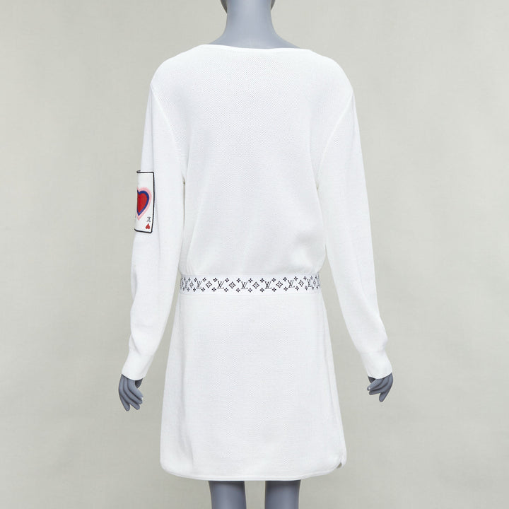 LOUIS VUITTON 2023 Queen of Hearts cream LV badge slouchy dress L