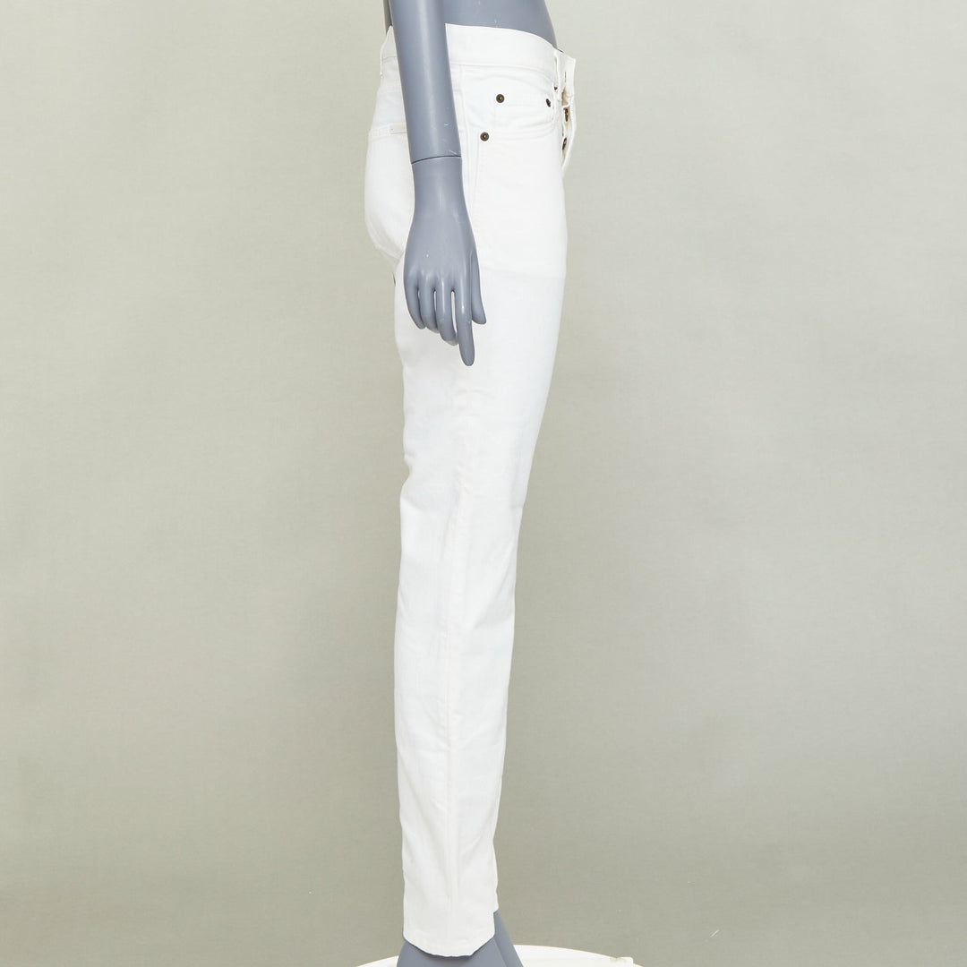 SAINT LAURENT 2020 D18 M SL LW off white cotton straight leg denim jeans 28"