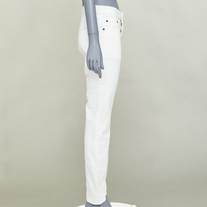 SAINT LAURENT 2020 D18 M SL LW off white cotton straight leg denim jeans 28"