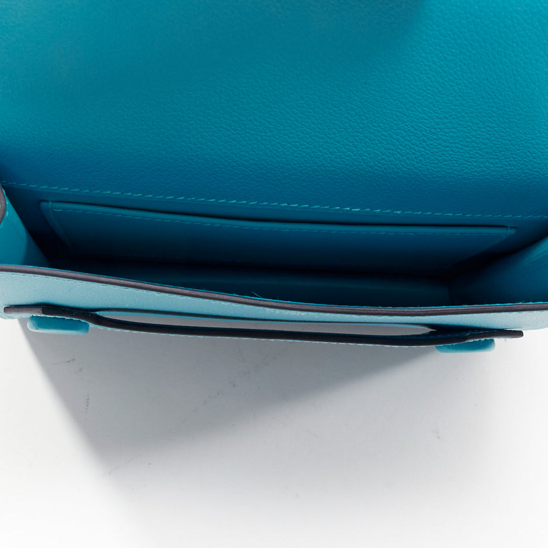 HERMES 2019 Twins green blue asymmetric snap flap reversible crossbody bag