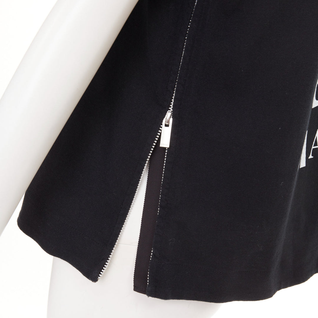 SACAI 2017 black cotton white Madness patch silver side zip tshirt JP2 M
