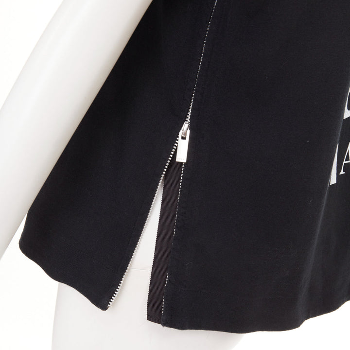 SACAI 2017 black cotton white Madness patch silver side zip tshirt JP2 M
