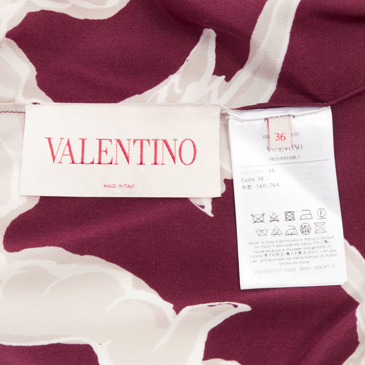 VALENTINO 2024 Runway Metamorphosis Gryphon print feather cuff silk dress IT40 S