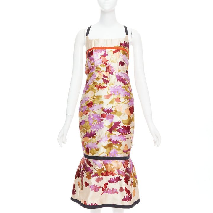 rare PRADA 1999 Runway Vintage neoprene duchess floral bondage dress IT38 XS