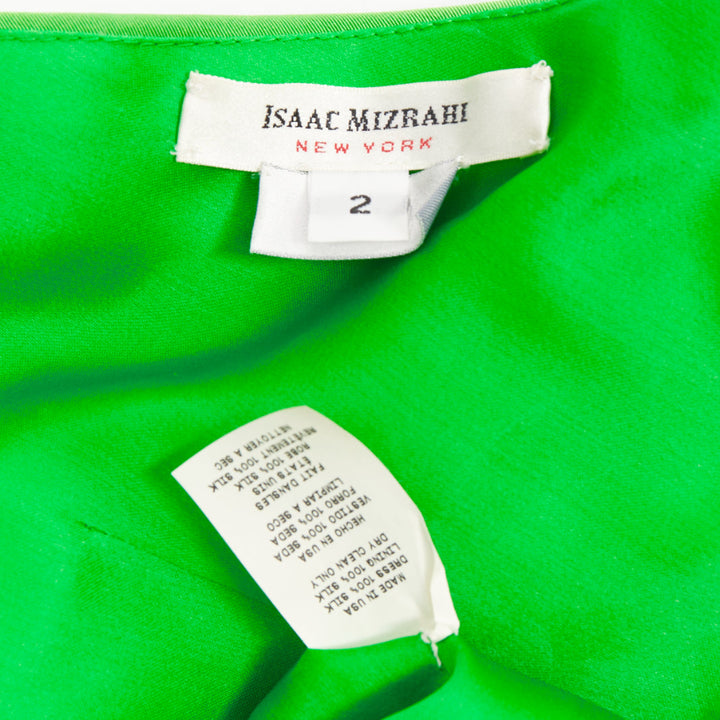 ISAAC MIZRAHI 1990's Vintage green silk tulle giant bow cocktail dress US2 S