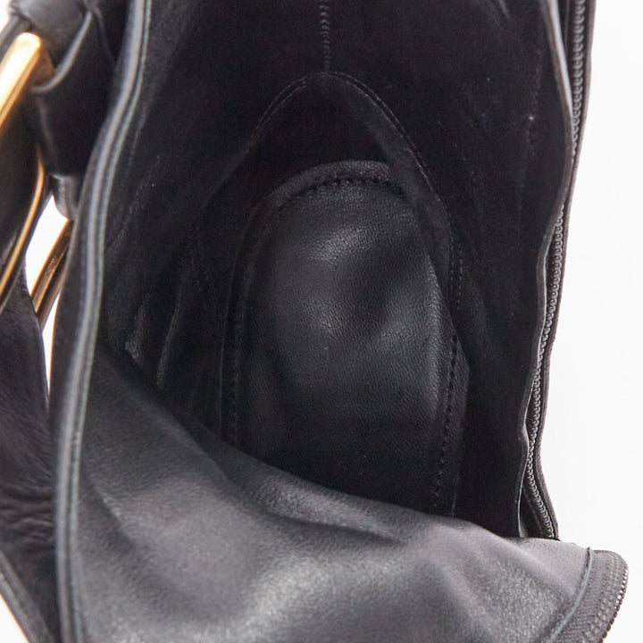 BALENCIAGA Essex 80 black leather gold buckle ankle boots EU36