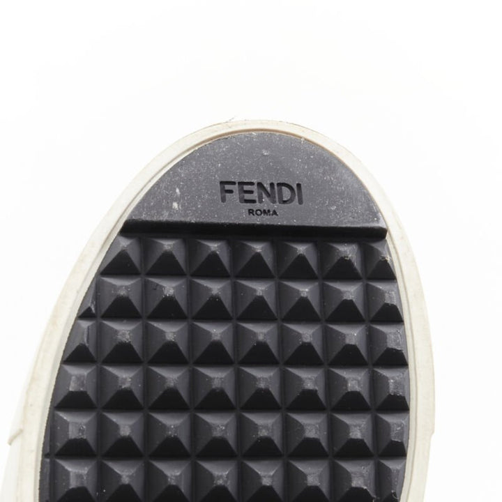 FENDI Monster Bug Eye black yellow leather slip on skate sneakers shoes EU36.5