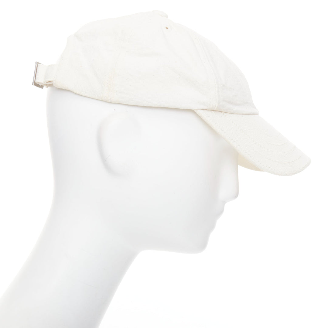 JACQUEMUS cream cotton white embroidered logo baseball cap hat 56cm