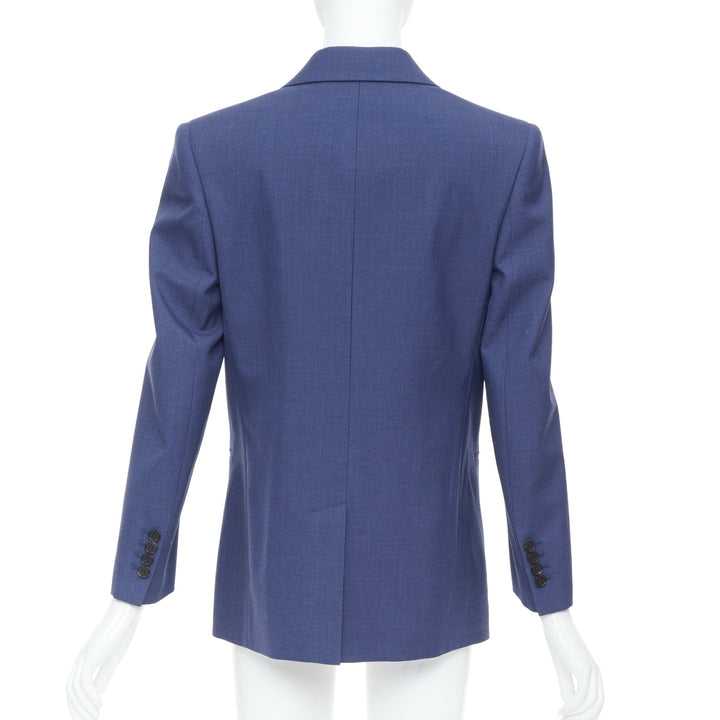 ALEXANDER MCQUEEN 2021 blue double breasted wool tailoring suit blazer IT36 XXS