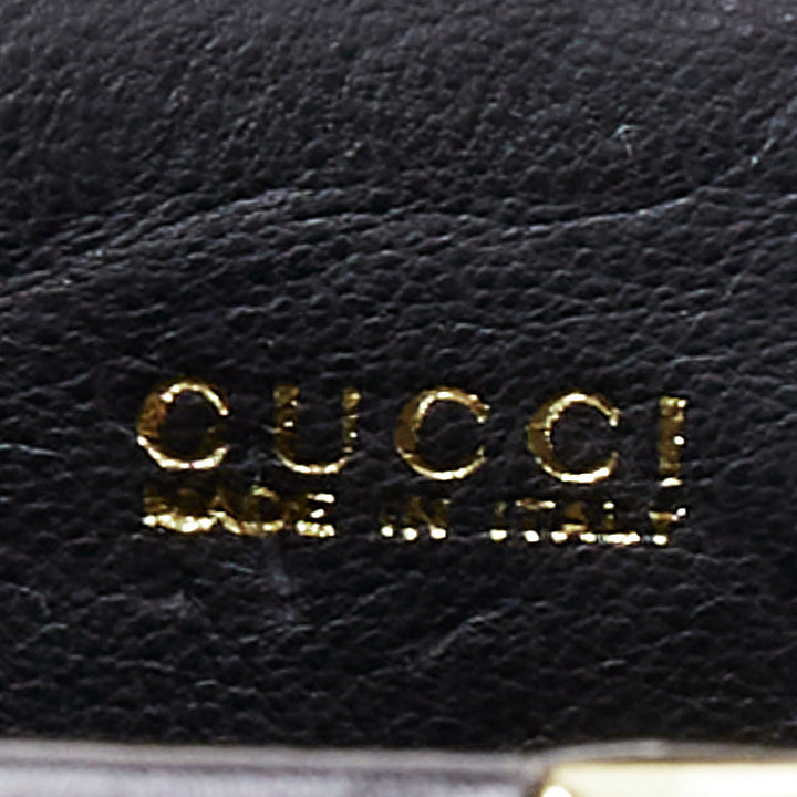 GUCCI Vintage Old Haroco black pony hair gold logo frame crossbody mini bag