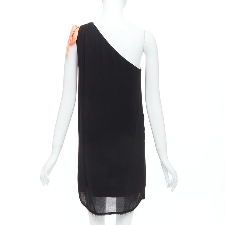 FENDI Vintage black coral floral embellished one shoulder dress IT42 M
