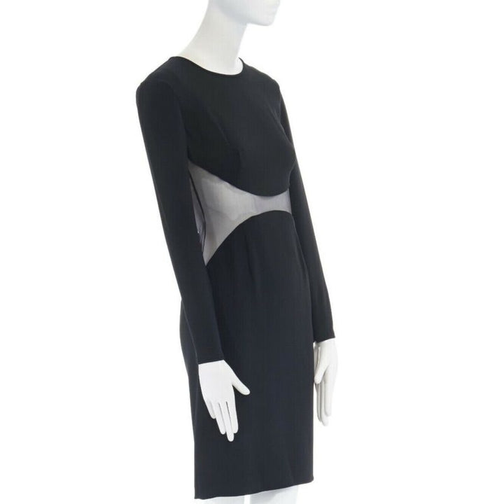 STELLA MCCARTNEY black sheer waist illusion cocktail dress FR36 S