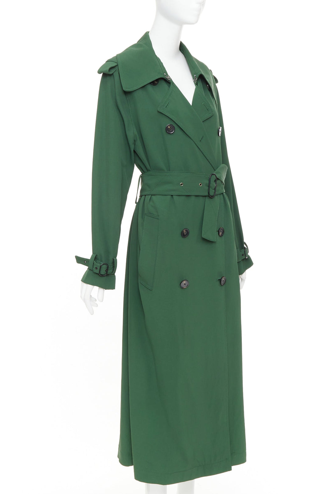 ACNE STUDIOS 2018 Lucie TW green twill belted maxi trench coat FR38 M