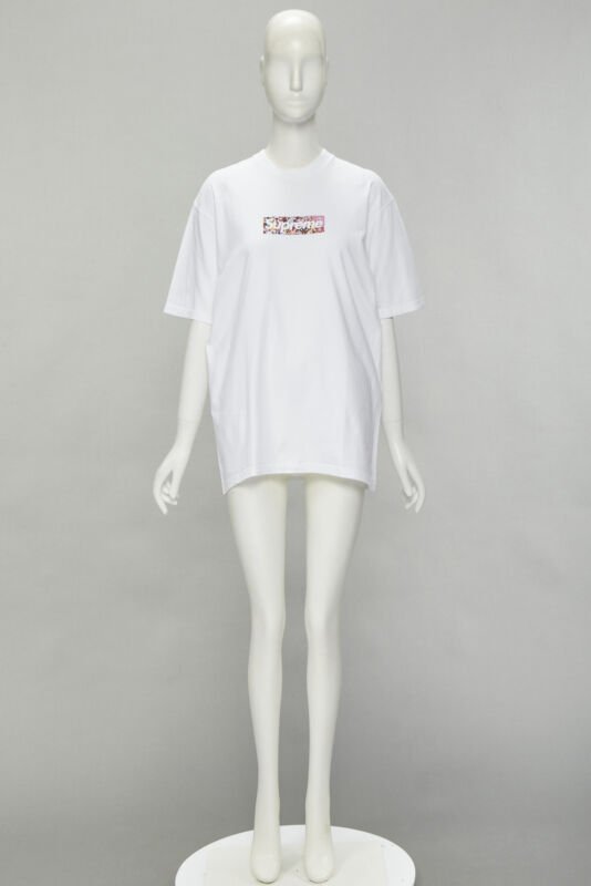 SUPREME Murakami Relief Fund floral box logo white cotton tshirt M