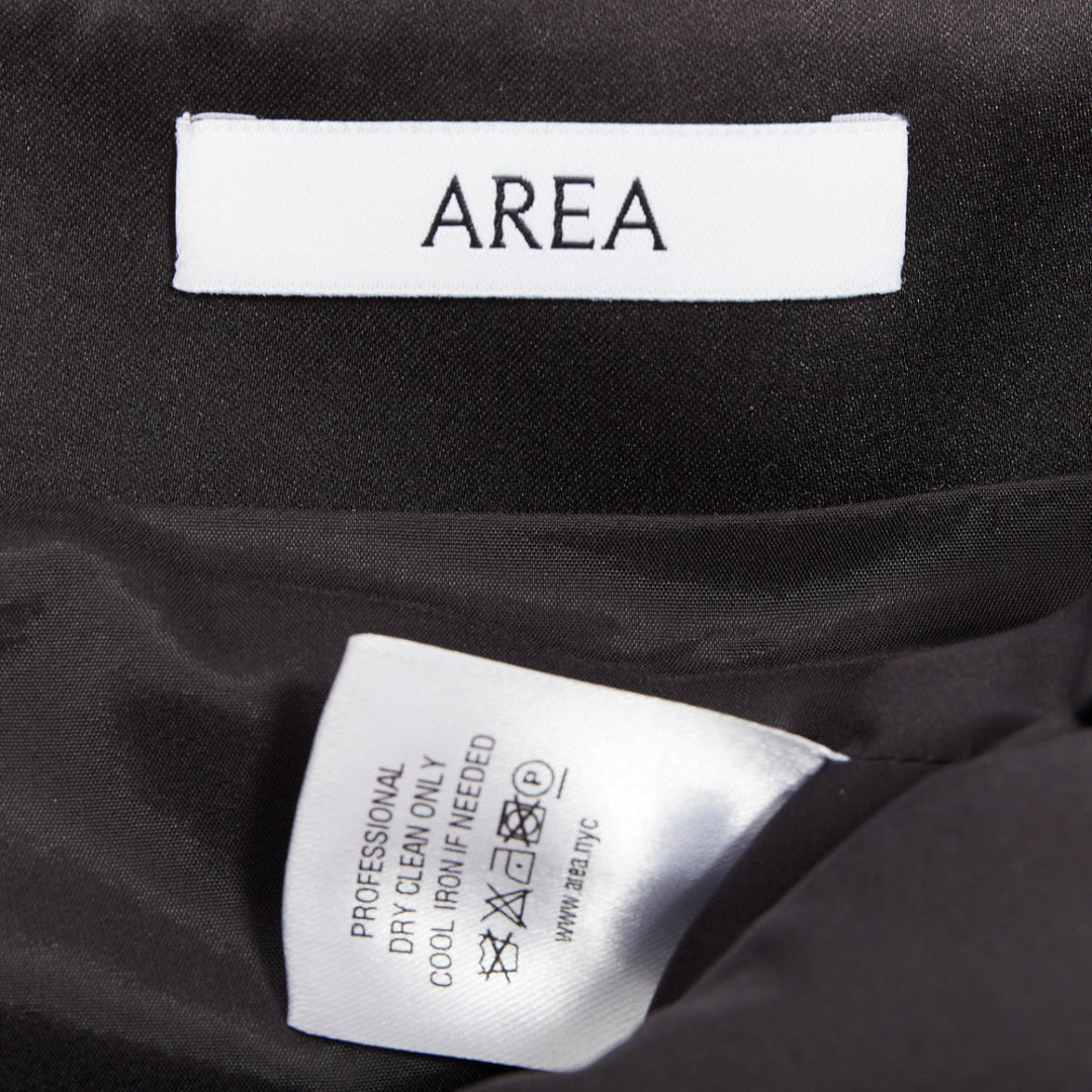 AREA black satin ruffle hem high waisted puffy mini skirt US2 XS