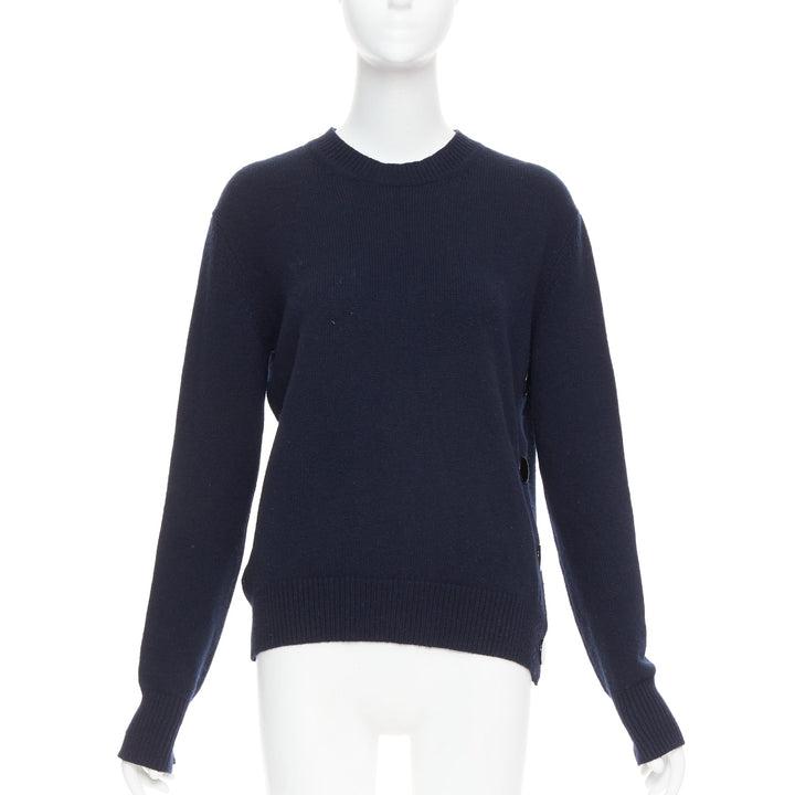 OLD CELINE Phoebe Philo navy wool blend button side sweater XS
