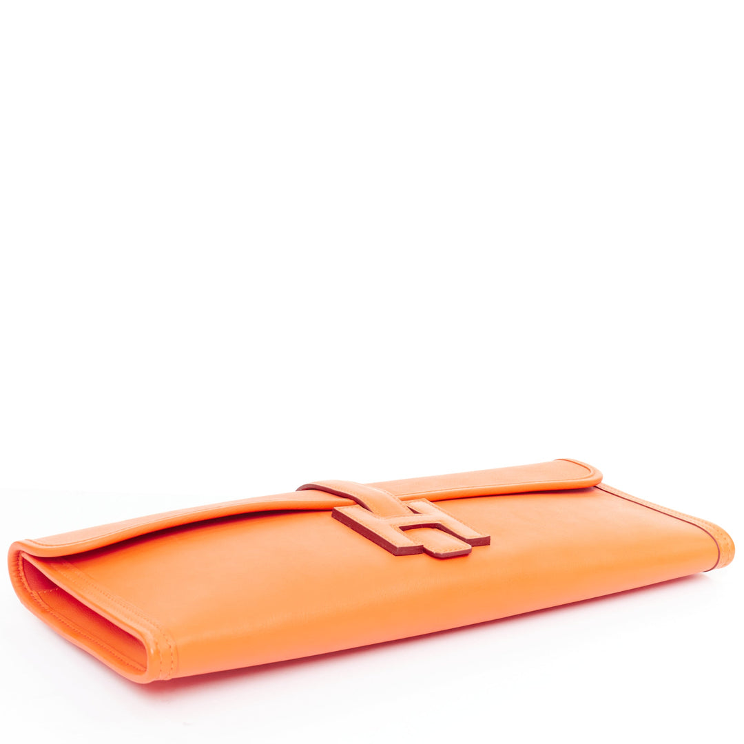 HERMES Jige Elan 35 orange swift leather elongated envelope clutch bag