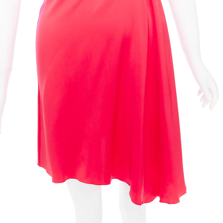 VIONNET pink red silk blend bias cut draped asymmetric cut out dress IT38 XS
