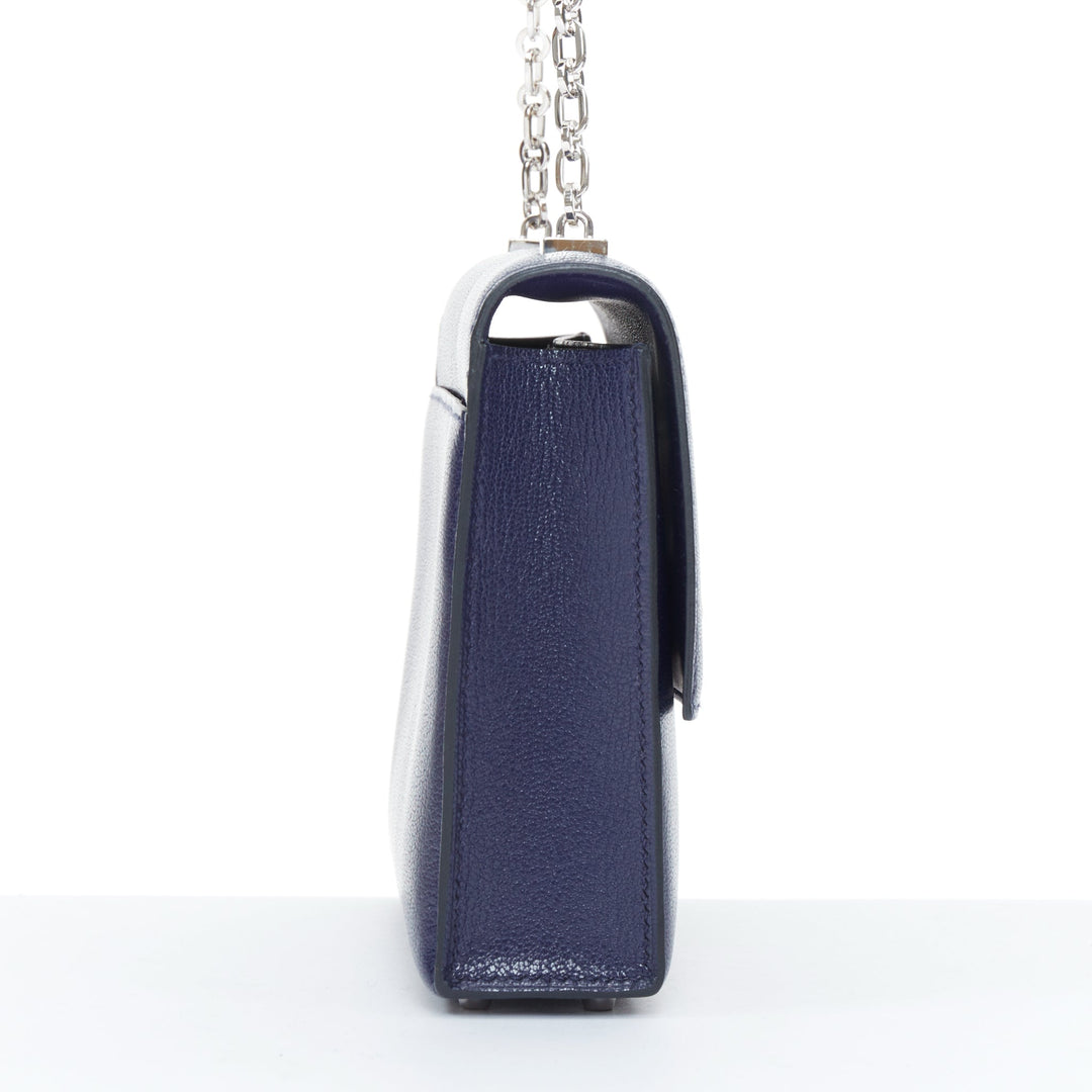 HERMES Runway Verrou Chaine Mini deep blue chevre leather shoulder handbag bag