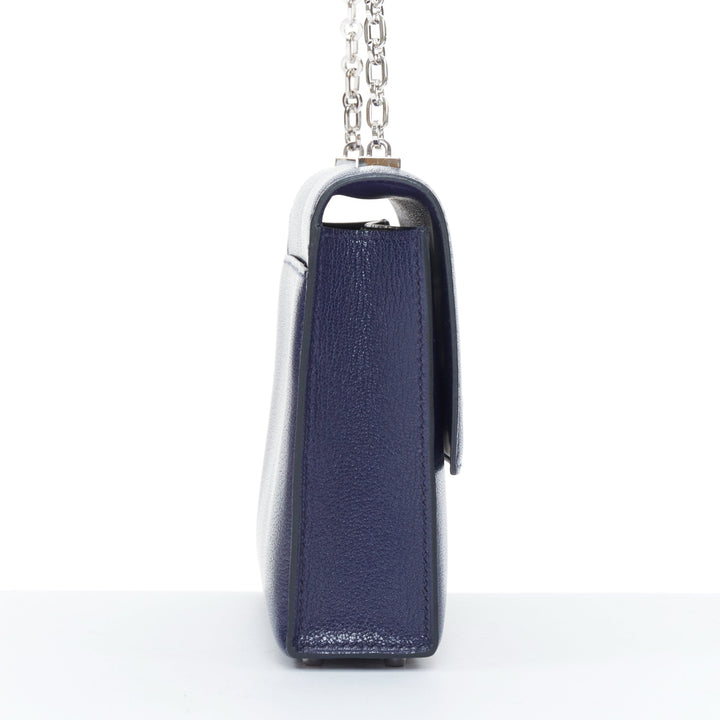 HERMES Runway Verrou Chaine Mini deep blue chevre leather shoulder handbag bag