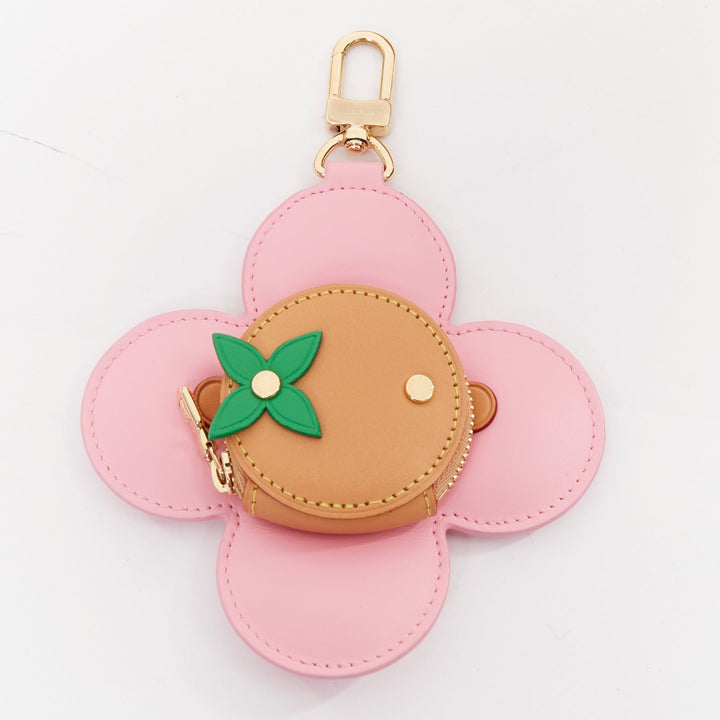 rare LOUIS VUITTON 2023 Vivienne Holidays pink flower coin pouch bag charm