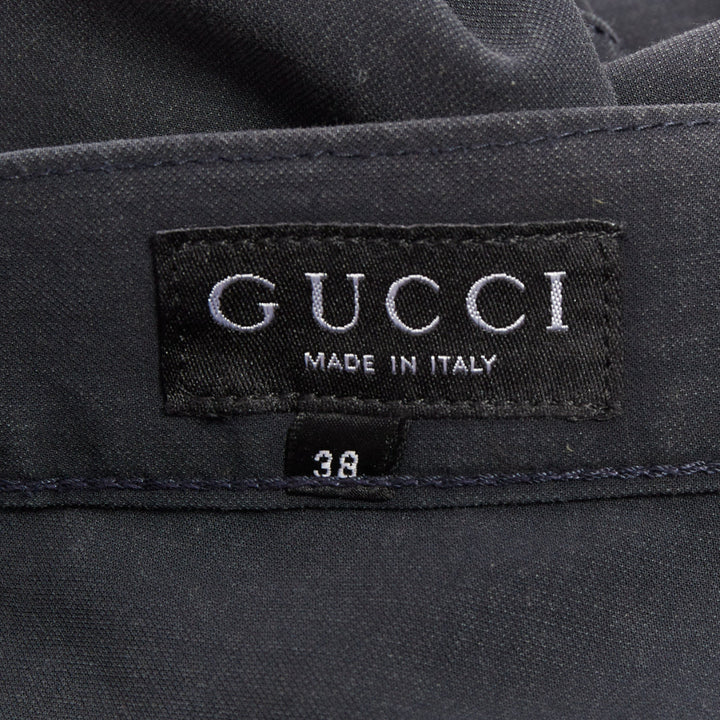 GUCCI black washed logo tab pocketed mid waist straight leg pants IT38 XS