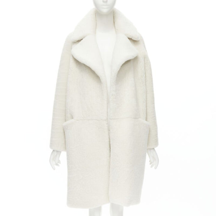 MARTIN GRANT 100% lambskin shearling white oversized Teddy winter coat  FR36 S