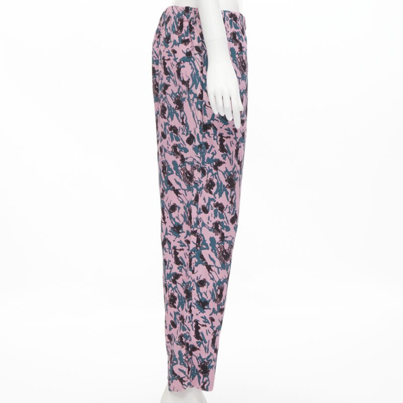 MARNI 100% viscose pink blue abstract print straight leg pants IT42 S