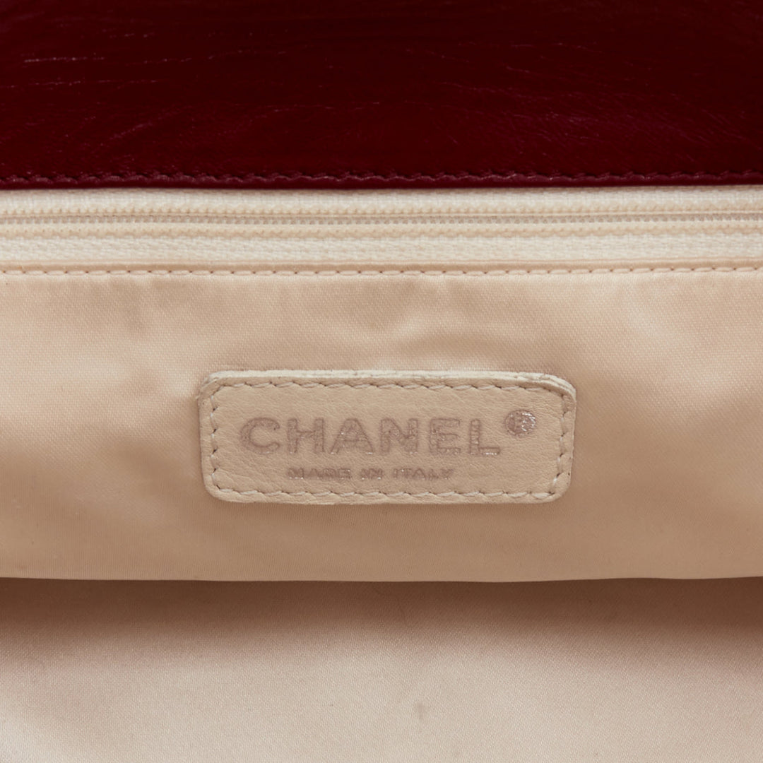 CHANEL East West Accordion Flap red Bordeaux silver chain flap bag