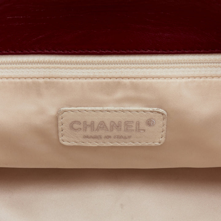 CHANEL East West Accordion Flap red Bordeaux silver chain flap bag