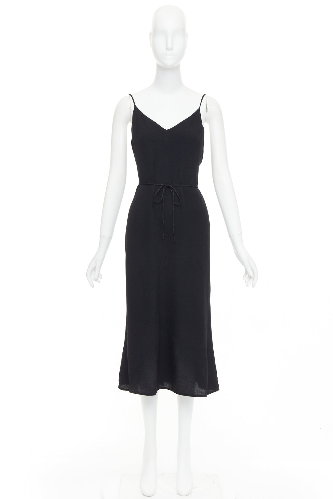 REFORMATION black viscose blend tie waist open back midi dress M