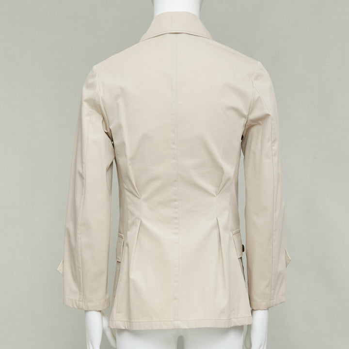DOLCE GABBANA beige cotton brown horn buttons pockets field jacket IT44 XS
