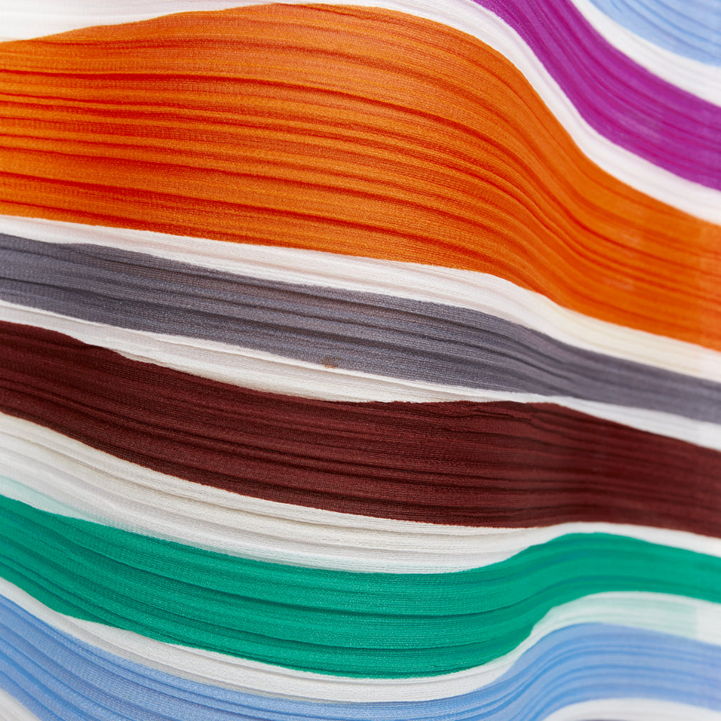 PLEATS PLEASE ISSEY MIYAKE multicolor striped sleeveless trapeze dress JP3 L