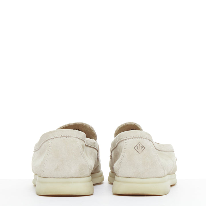 LORO PIANA Summerwalk Chamslofer sand suede Rabbit pendant loafers EU37