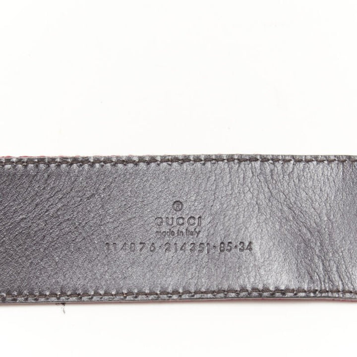 GUCCI gold GG metal buckle signature red green web nylon belt 85cm 34"