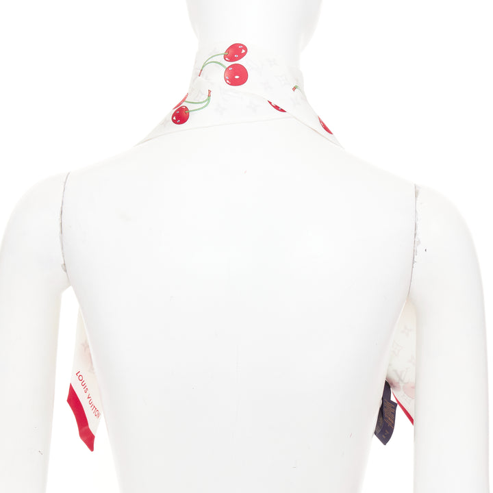 LOUIS VUITTON TAKASHI MURAKAMI Limited Edition Cerises white red silk scarf